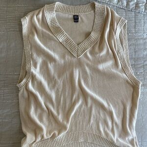 urban outfitters cream sweater vest .